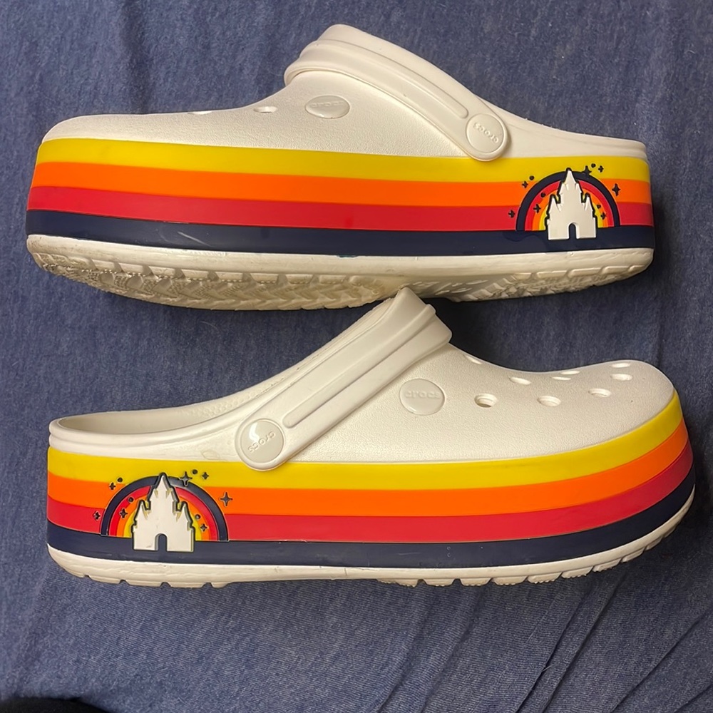 These are Disney retro crocs. Worn once ! They are must for any Disney lover